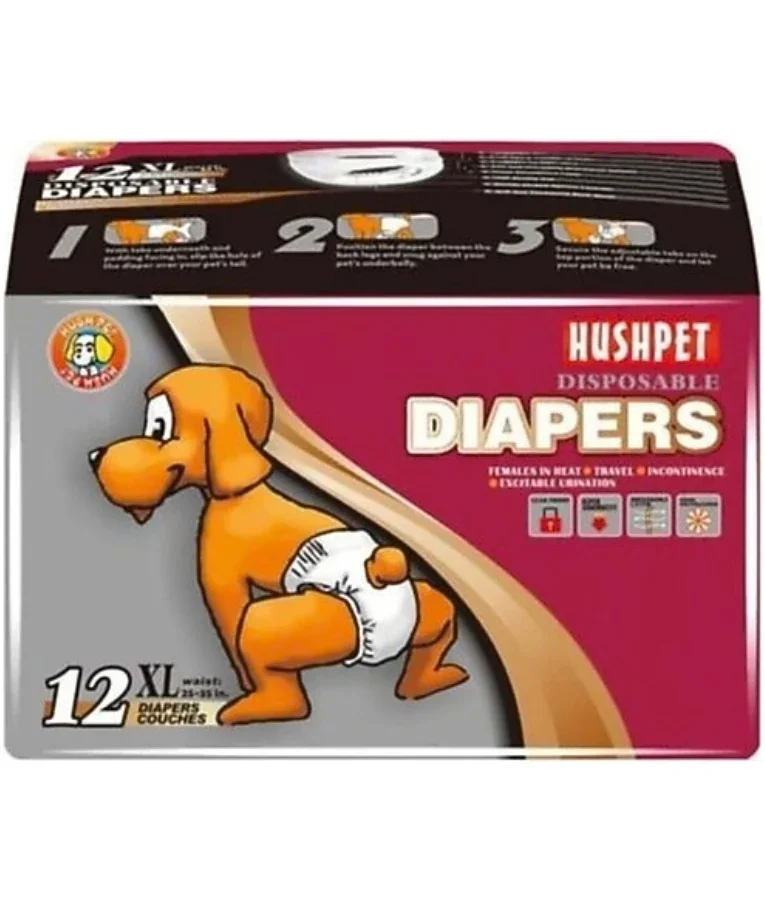Hushpet - Disposable Diapers for Female Dogs, XL, Pack of 12