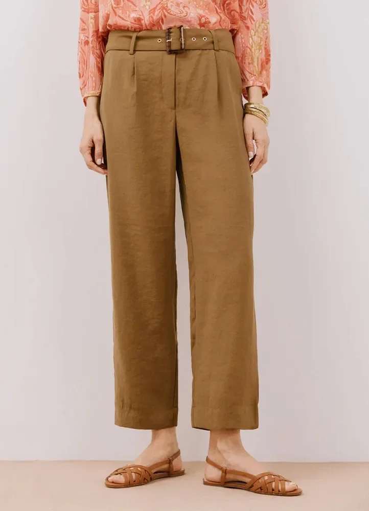 Cortefiel Women Loose Pants AWCFS25LPP3WI04 - Light Khaki, 36